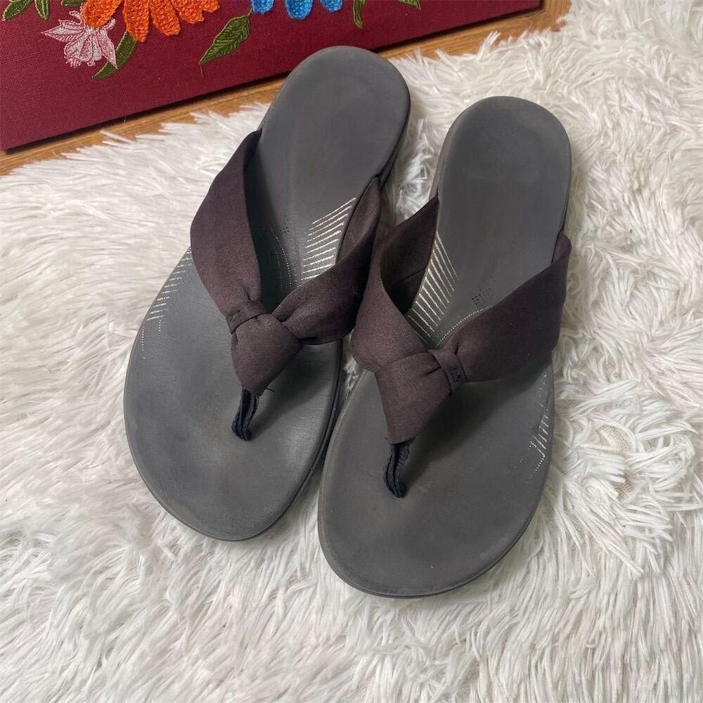Clarks Women's Arla Glison Flip Flops Size 9 Black Casual Summer Sandals